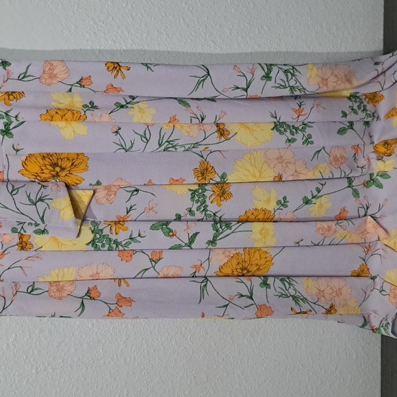 Donna Morgan Floral Printed Short Flutter Sleeve Pleated Skirt Midi Dre… - Picture 6 of 12